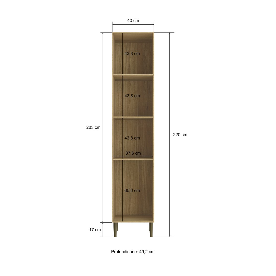 Paneleiro Simples 40cm 2 Portas Mdf Louro Freijó / Louro Freijó Linha Ibiza 4328