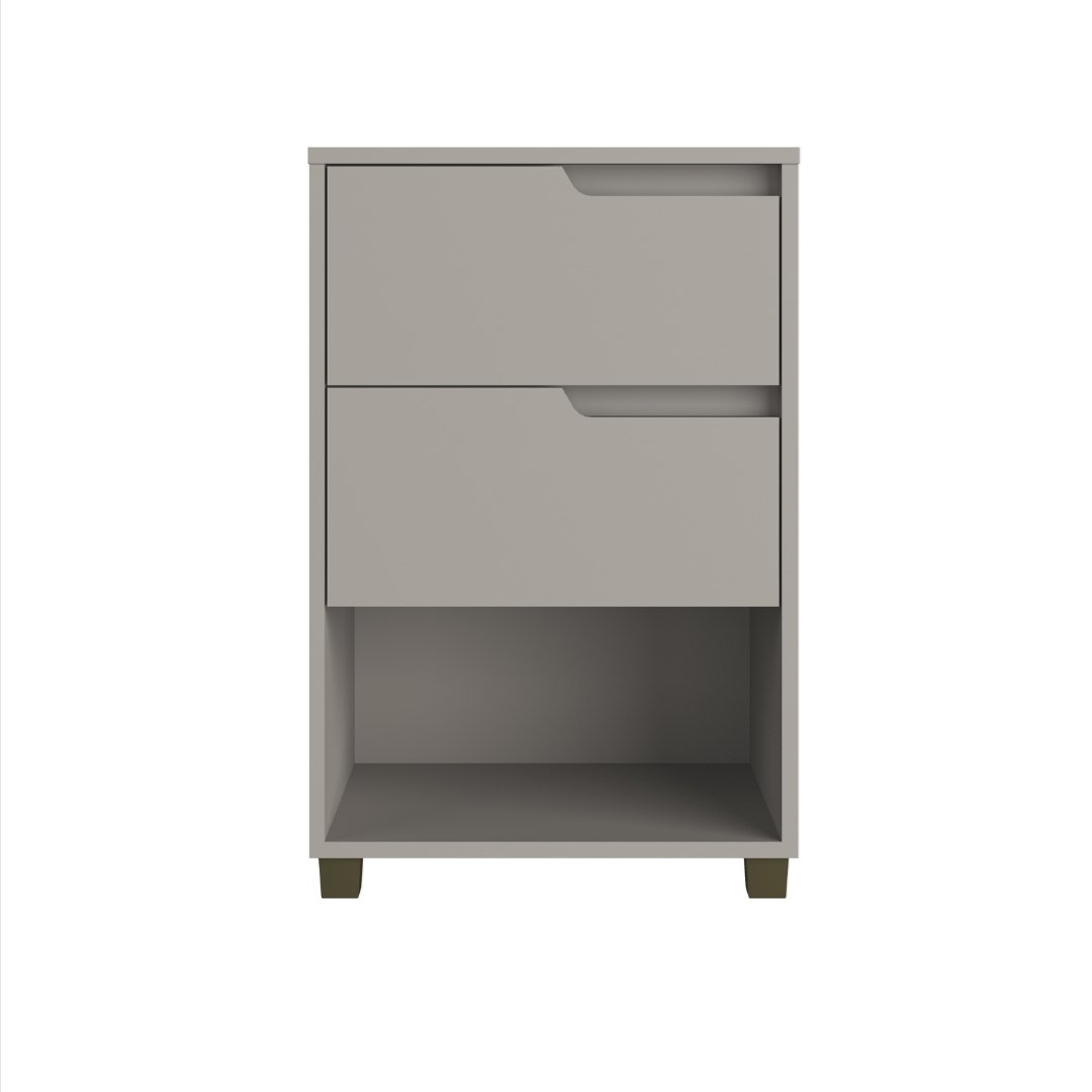 Mesa Auxiliar Da Vinci 45cm 2 Gavetas Mdf Cinza / Cinza 512