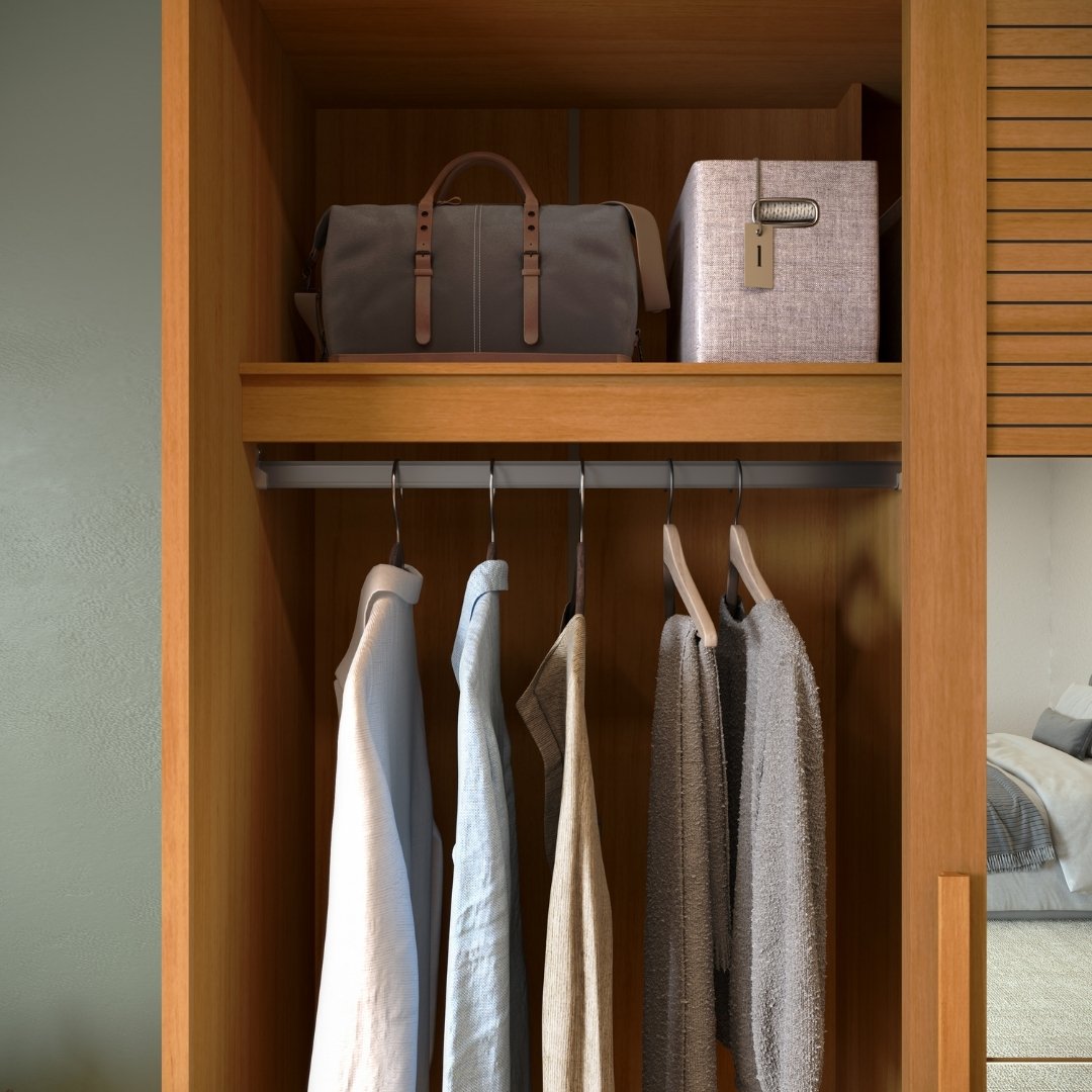 Roupeiro Thales 150cm 2 Portas 3 Gavetas Mdf Nature / Nature Grafiatto C/ Espelho 521