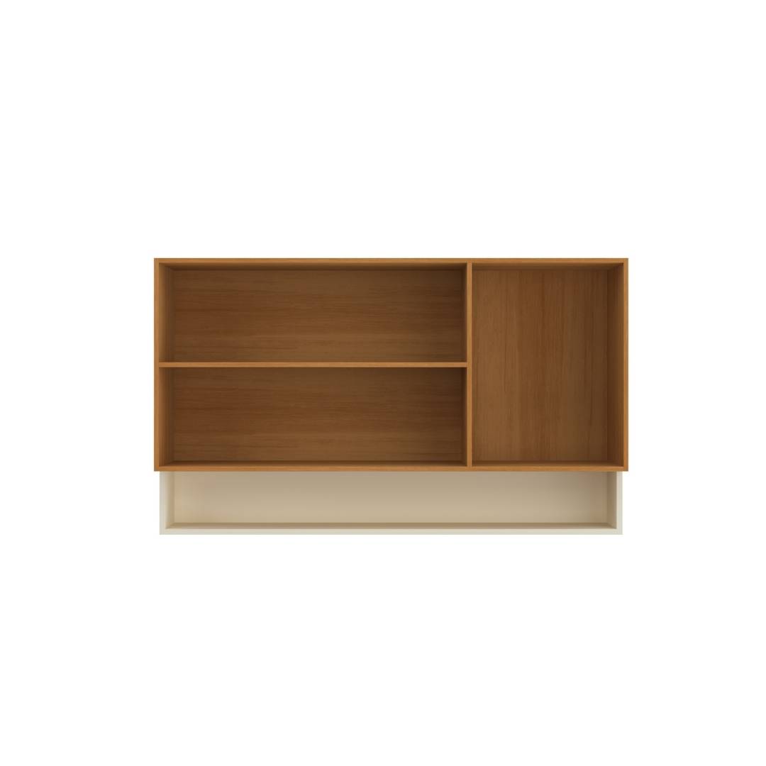 Armário Aéreo Alto 120cm 3 Portas Mdf Nature / Champanhe  C/ Nicho Externo Linha Ibiza 4311