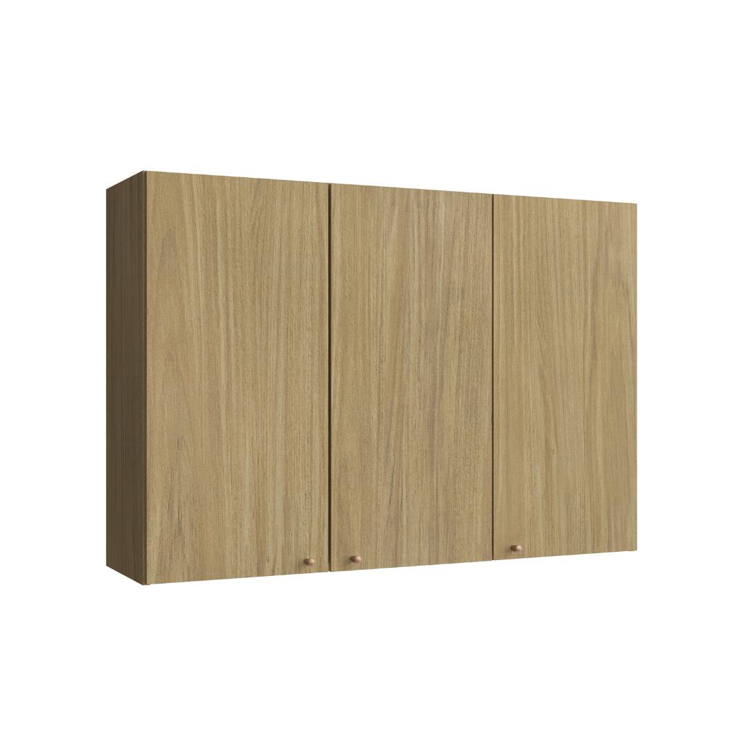 Armário Aéreo Alto 120cm 3 Portas Mdf Louro Freijó / Louro Freijó Linha Sardenha 4102