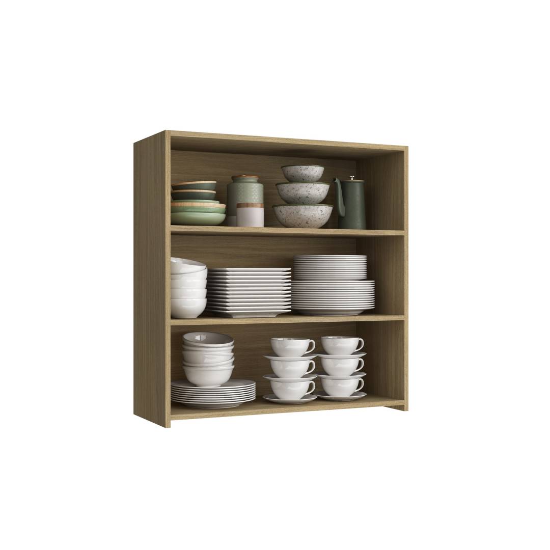 Armário Aéreo Alto 80cm 2 Portas Mdf Louro Freijó / Louro Freijó Linha Sardenha 4192