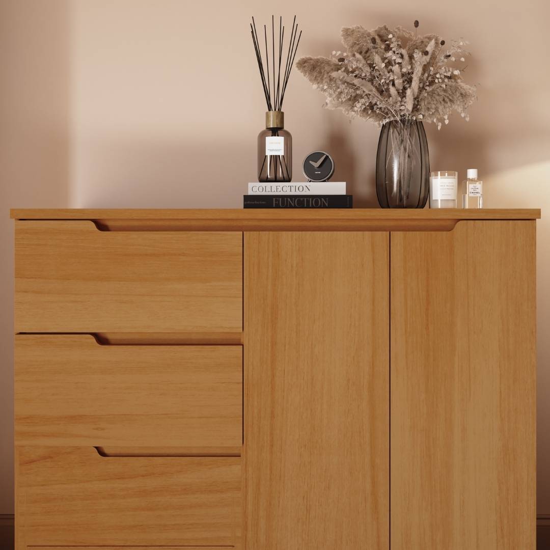 Cômoda Línea 130cm 2 Portas 4 Gavetas Mdf Nature / Nature 523