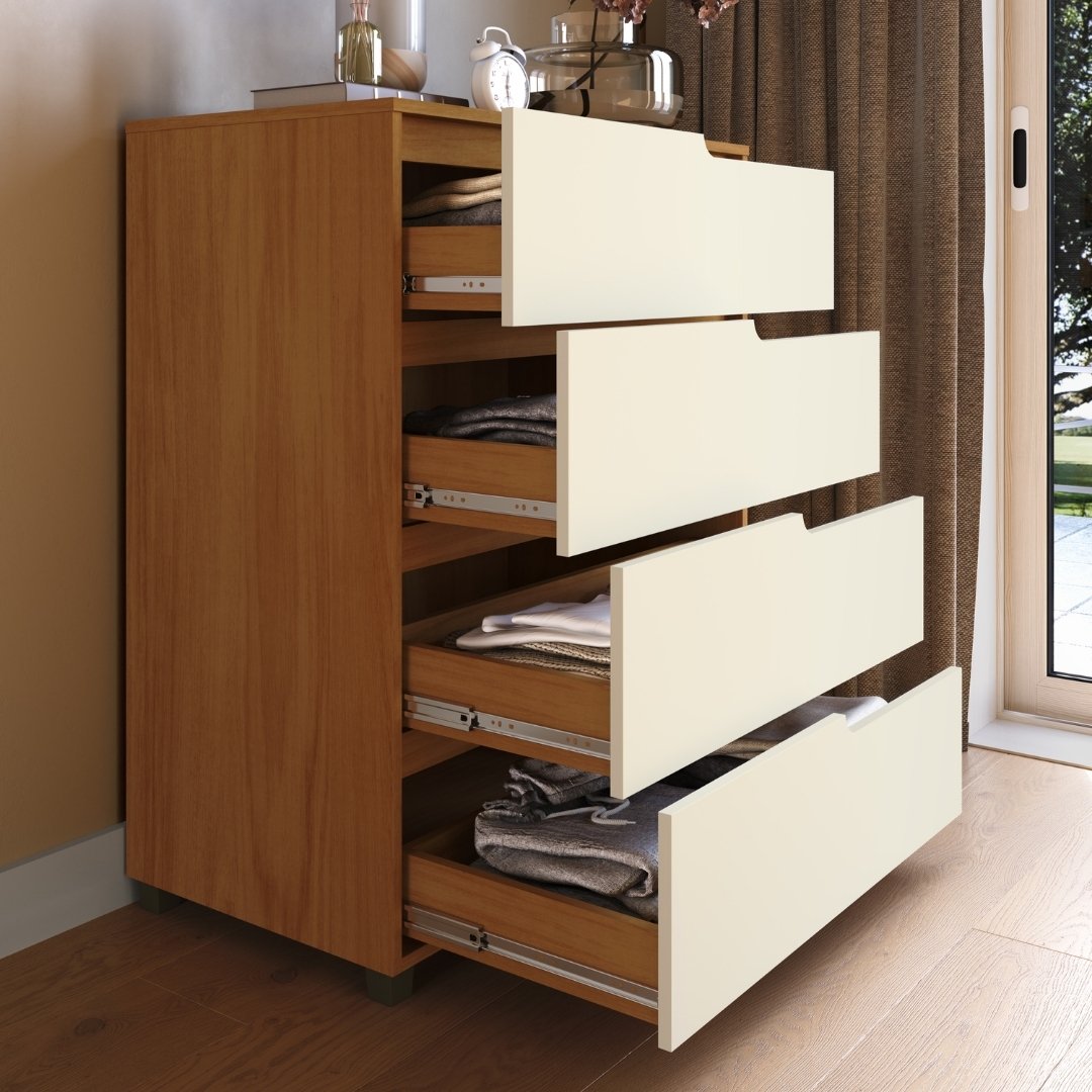 Cômoda Monet 80cm 4 Gavetas Mdf Nature / Champanhe 510