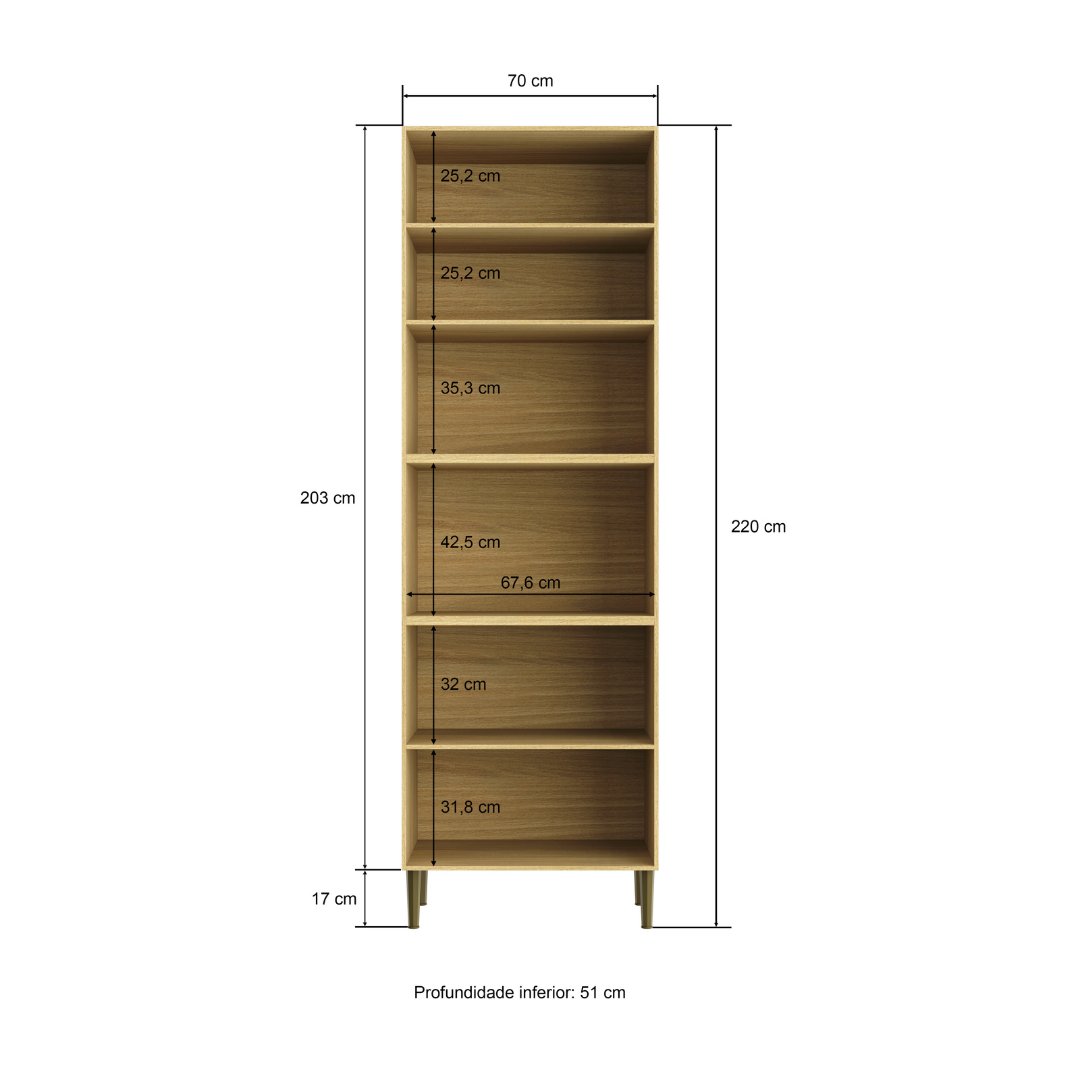 Torre Quente 70cm 4 Portas Mdf Louro Freijó / Louro Freijó C/ Espaço P/ Forno Elétrico e Micro-ondas Linha Ibiza 4315