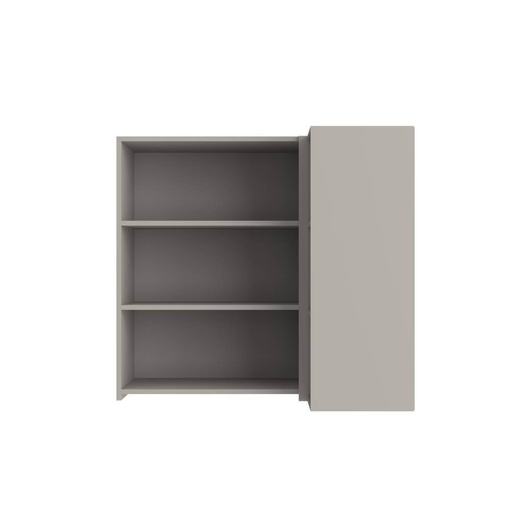 Armário Aéreo Alto Canto Reto 2 Portas Mdf Cinza / Cinza C/ Nicho Externo Linha Sardenha 4116