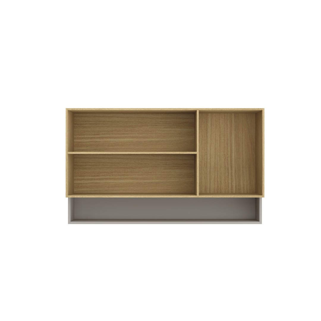 Armário Aéreo Alto 120cm 3 Portas Mdf Louro Freijó / Cinza C/ Nicho Externo Linha Ibiza 4311