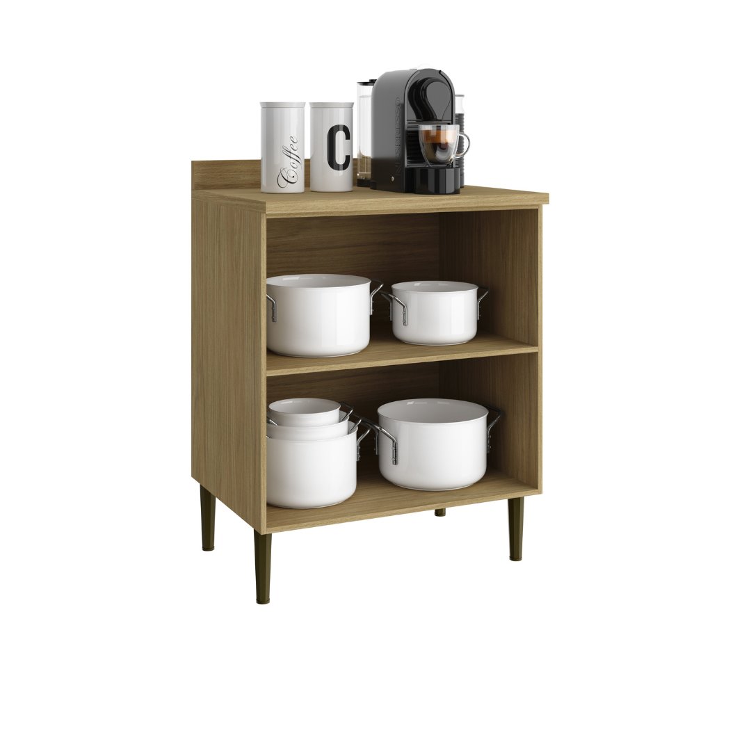 Balcão 70cm 2 Portas Mdp Louro Freijó / Cinza C/ Tampo de 25mm Linha Ibiza 4327