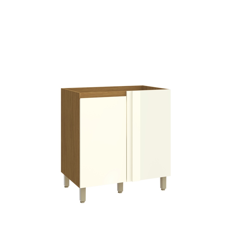 Balcão Canto Reto 1 Porta Mdf Cinza / Cinza S/ Tampo Linha Mira 4605