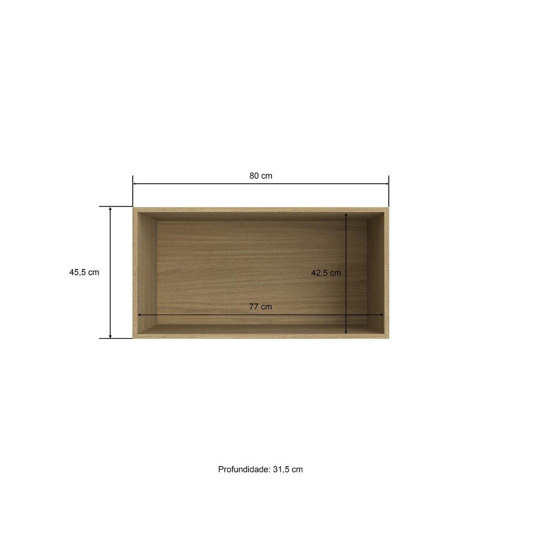 Armário Aéreo Médio 80cm 2 Portas Mdf Louro Freijó / Louro Freijó Linha Sardenha 4172
