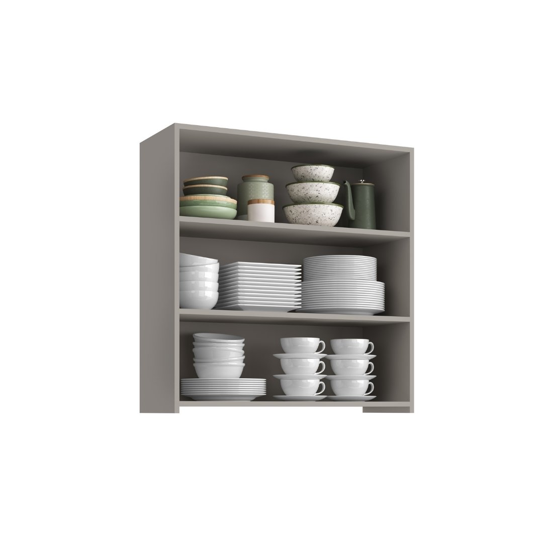 Armário Aéreo Alto 80cm 2 Portas Grafiatto Mdf Cinza / Cinza Linha Sardenha 4182