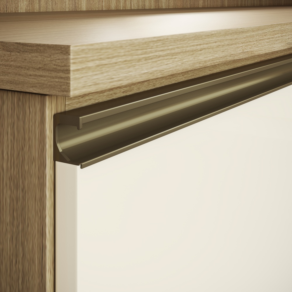 Balcão Gaveteiro 40cm 4 Gavetas Mdf Louro Freijó / Champanhe S/ Tampo Linha Nova Dubai 3944