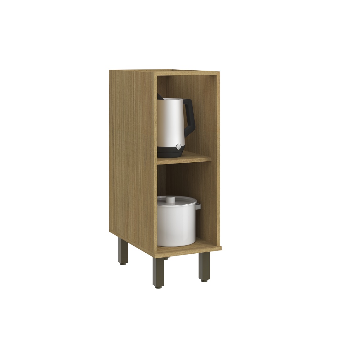 Balcão 30cm 1 Porta Mdf Louro Freijó / Champanhe S/ Tampo Linha Nova Dubai 3930