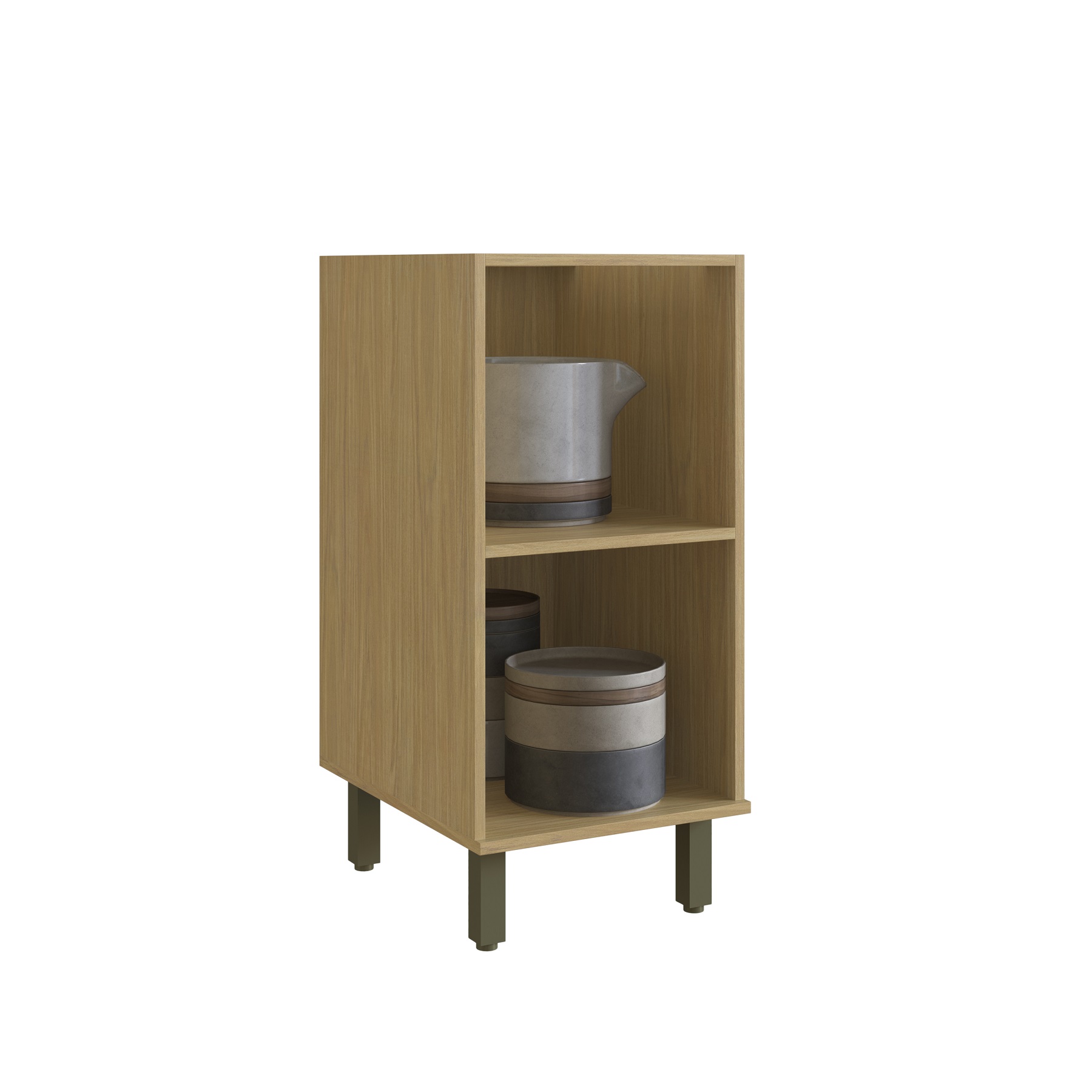 Balcão 40cm 1 Porta Mdf Louro Freijó / Champanhe S/ Tampo Linha Nova Dubai 3934
