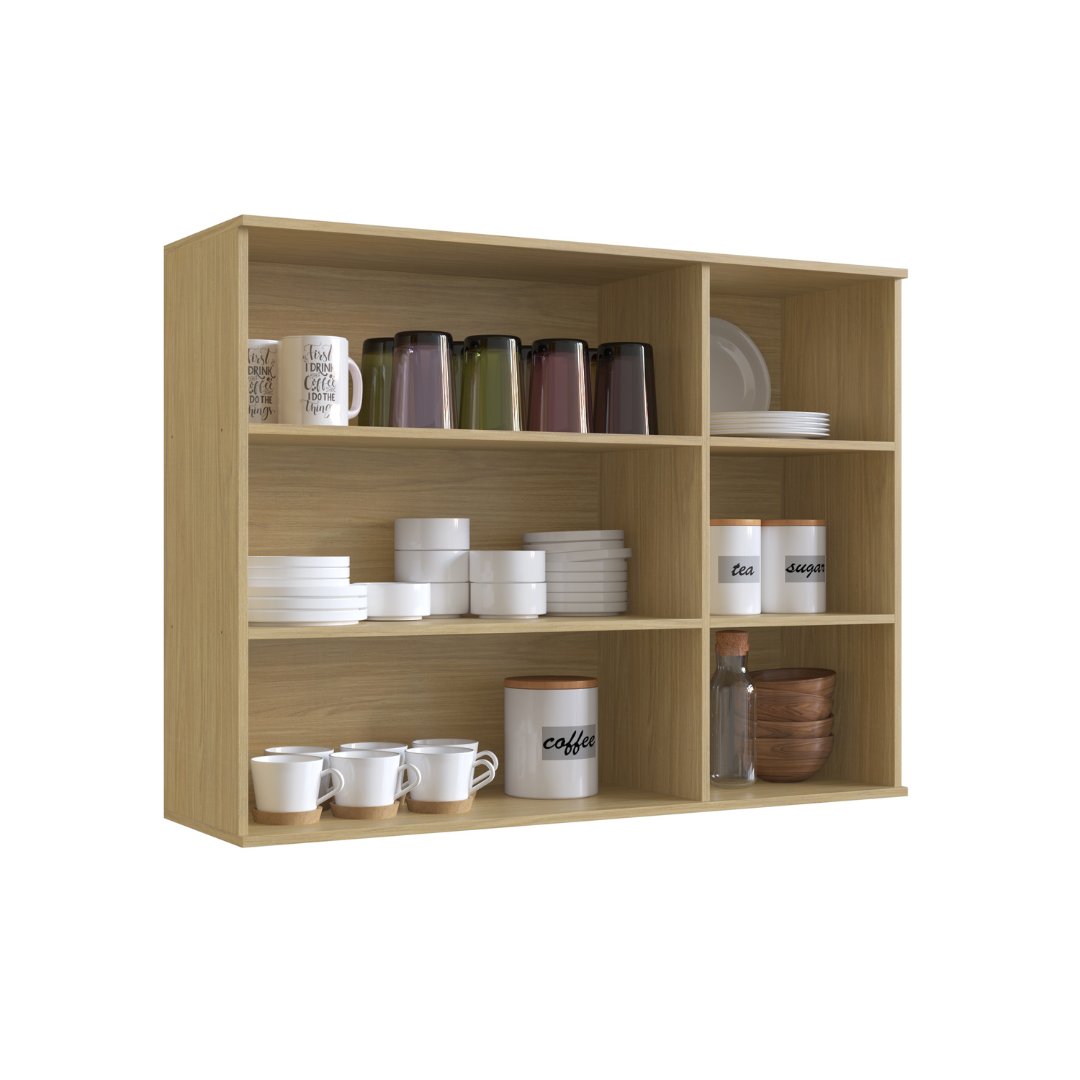 Armário Aéreo Alto 120cm 3 Portas Vidro Reflecta Mdf Louro Freijó / Louro Freijó Linha Nova Dubai 3919