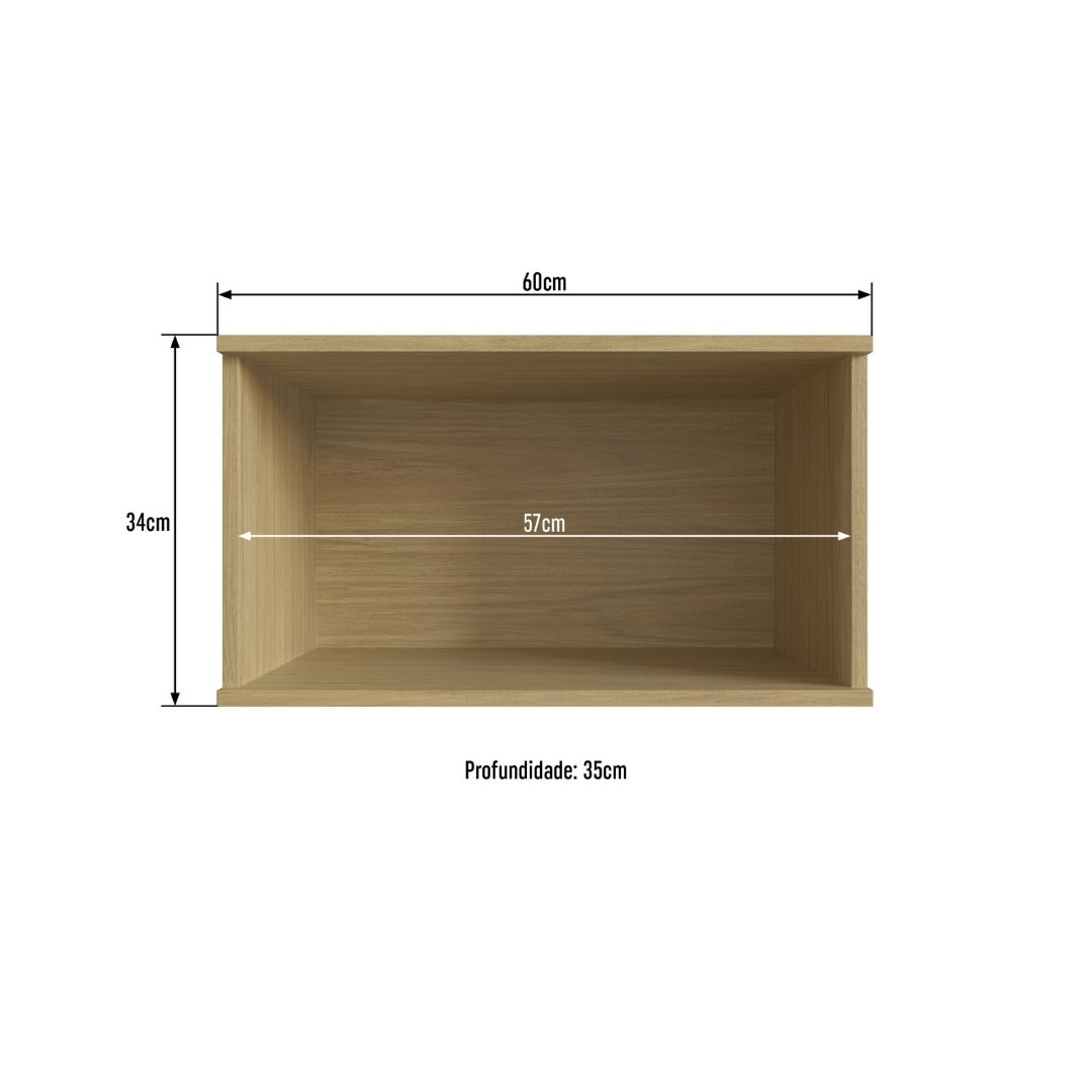Armário Aéreo Basculante 60cm 1 Porta Mdf Louro Freijó / Louro Freijó Linha Nova Dubai 3960