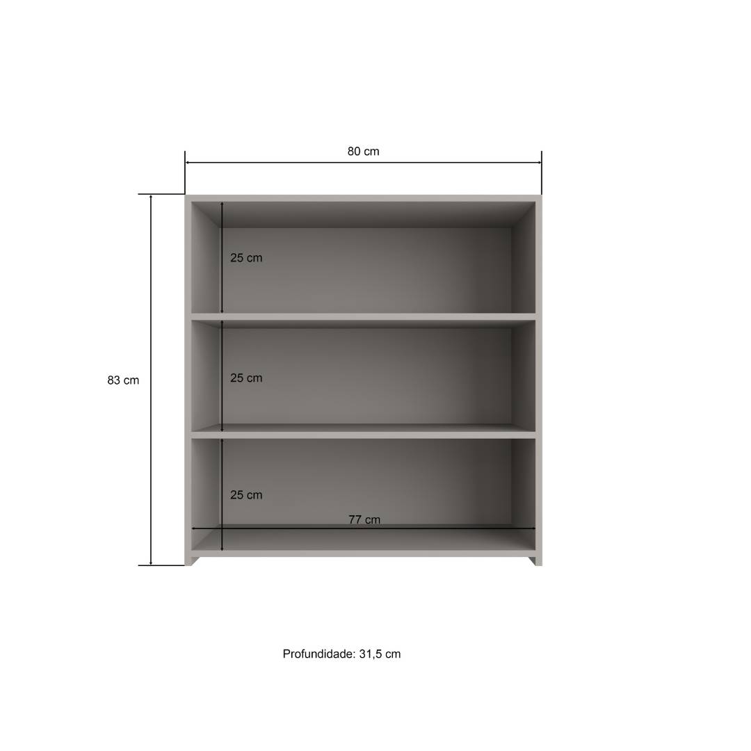 Armário Aéreo Alto 80cm 2 Portas Mdf Cinza / Cinza Linha Sardenha 4192