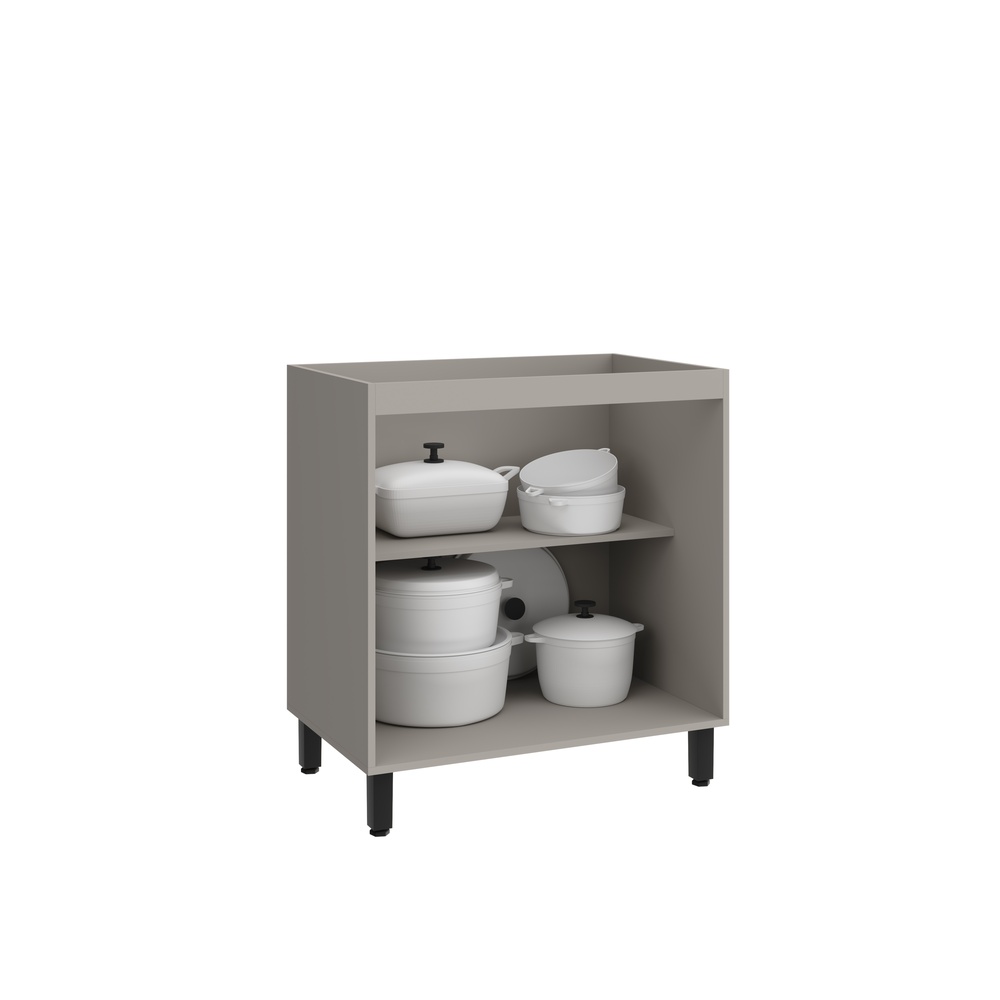 Balcão 80cm 2 Portas Mdf Cinza / Cinza  S/ Tampo Linha Alma 4438