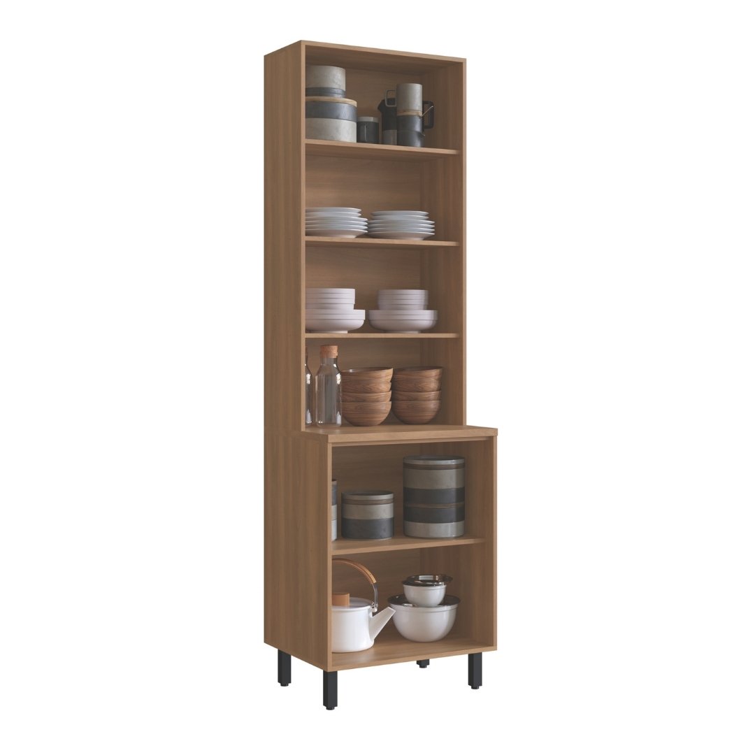 Cristaleira 65cm 4 Portas Mdp Rovere / Champanhe C/ Vidro Fumê Linha Havana 3606