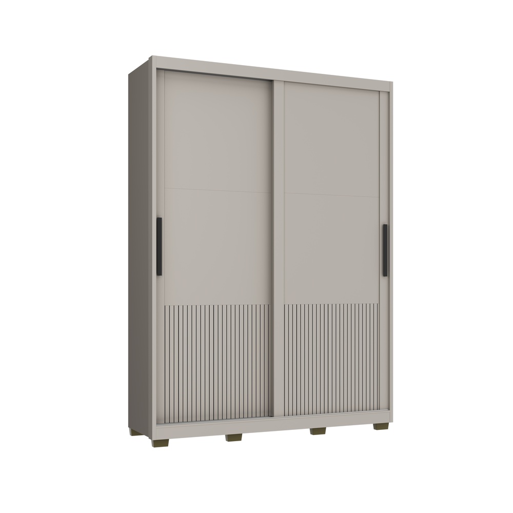 Roupeiro Sírus 170cm 2 Portas 3 Gavetas Mdf Cinza / Cinza  C/ Grafiatto S/ Espelho 527