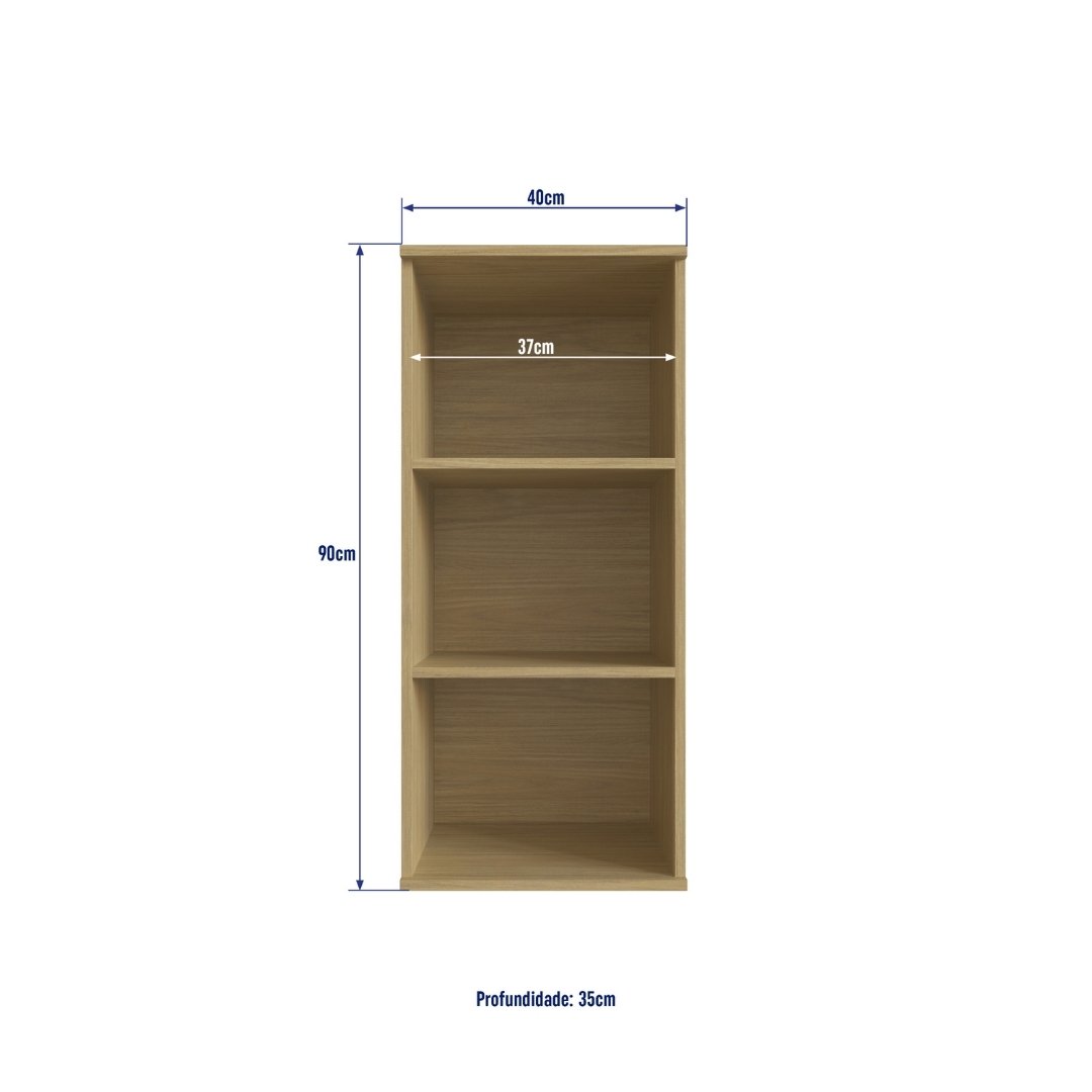 Armário Aéreo Alto 40cm 1 Porta Mdf Louro Freijó / Louro Freijó Linha Nova Dubai 3940
