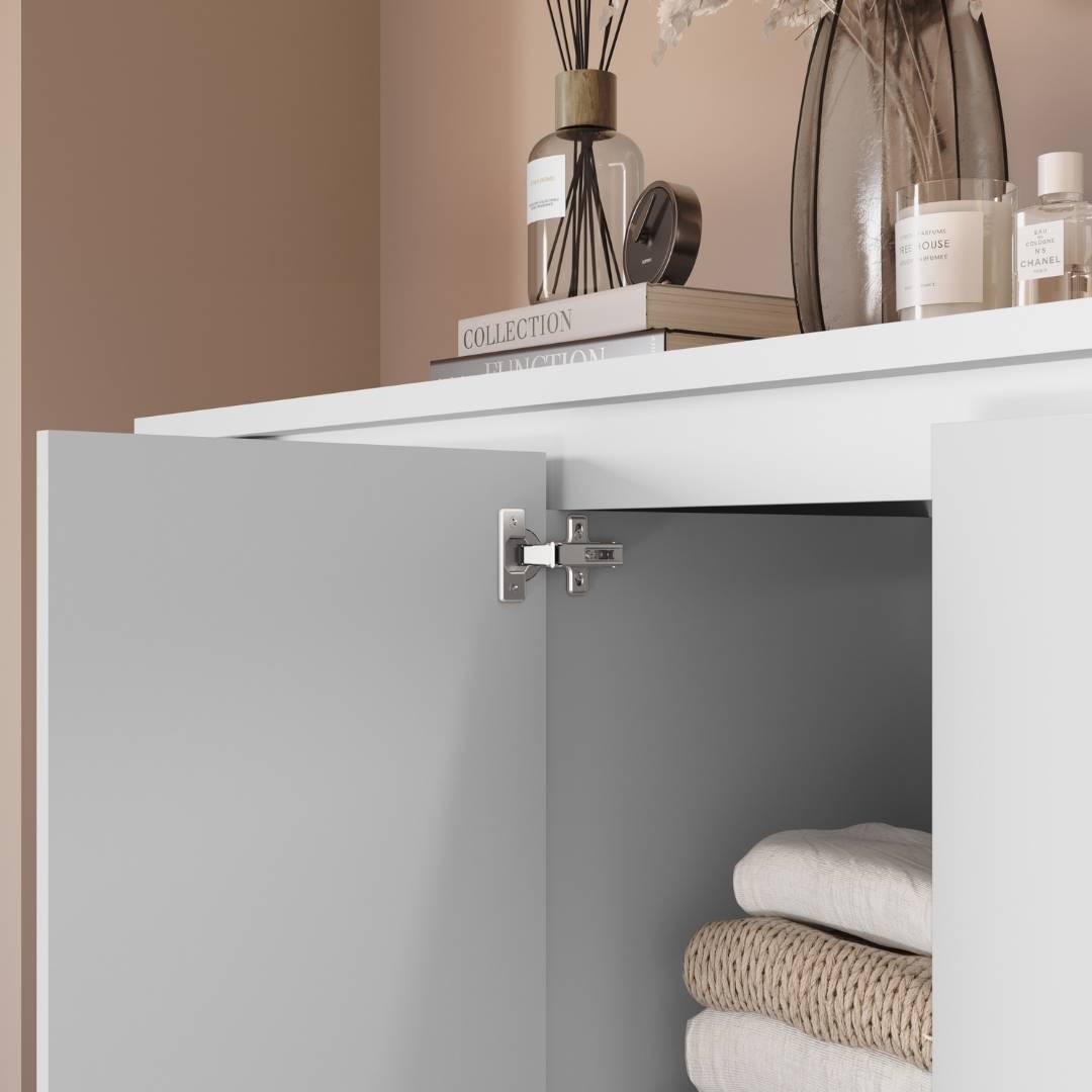 Cômoda Línea 130cm 2 Portas 4 Gavetas Mdf Branco / Branco 523