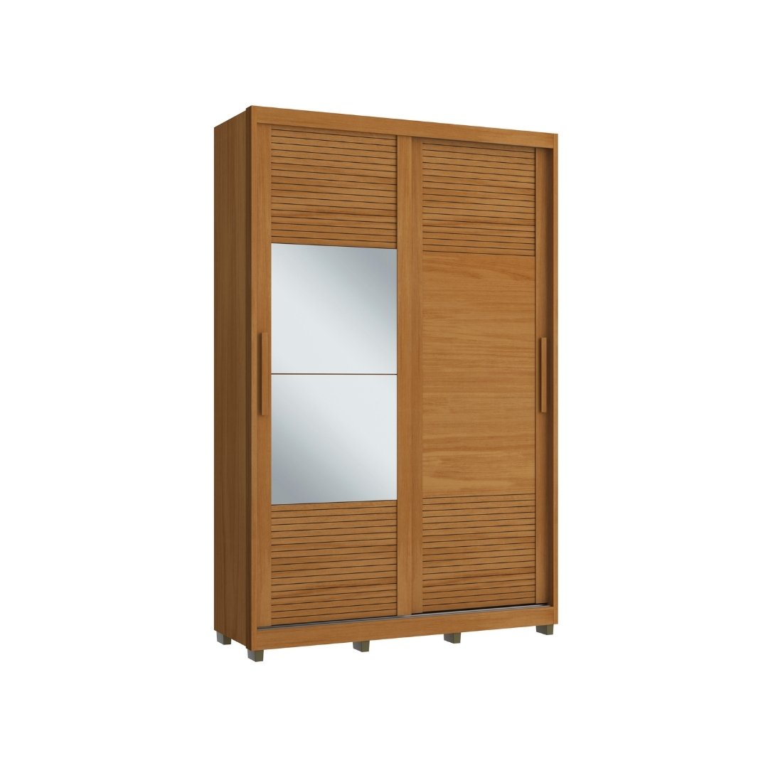 Roupeiro Thales 150cm 2 Portas 3 Gavetas Mdf Nature / Nature Grafiatto C/ Espelho 521