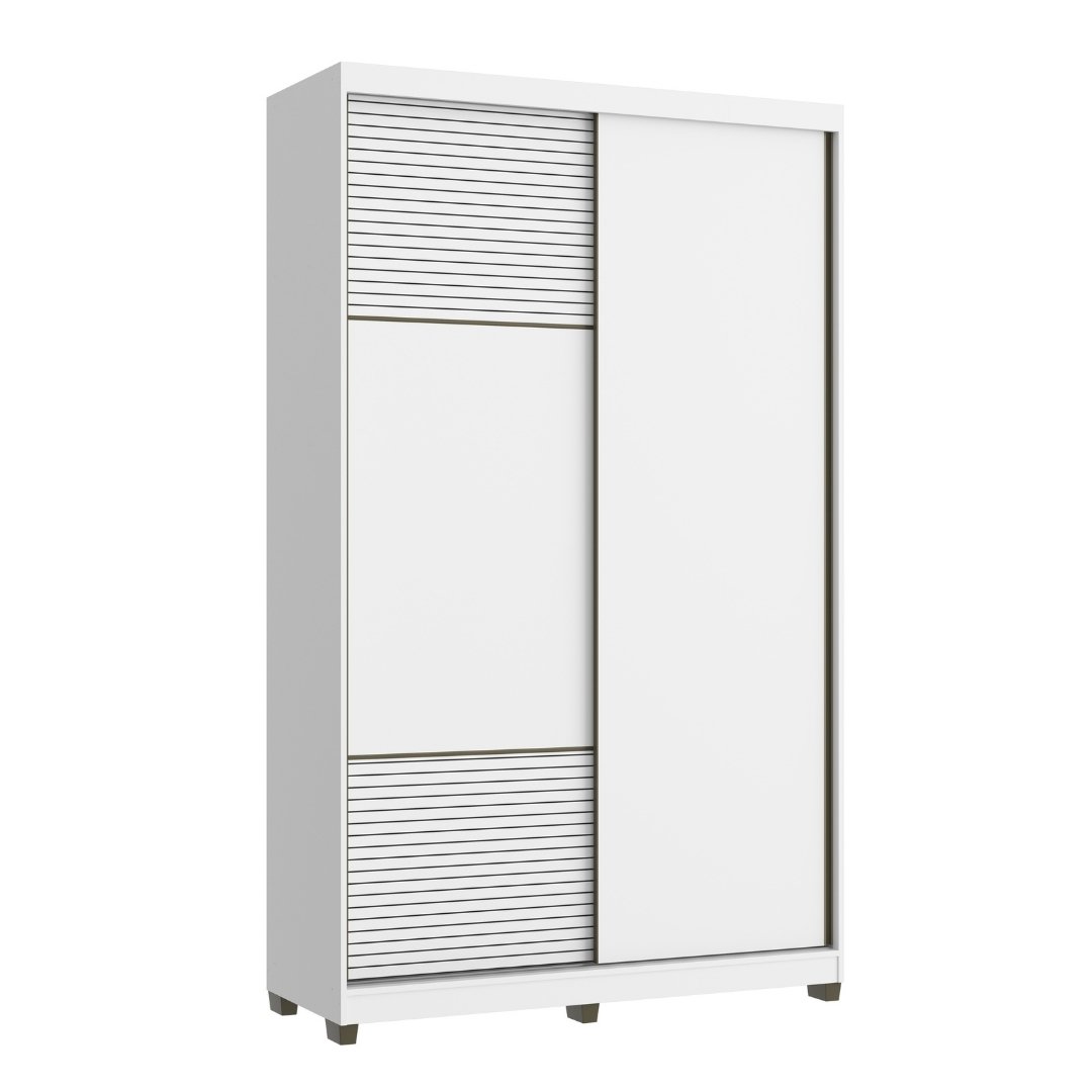 Roupeiro Picasso 140,5cm 2 Portas 2 Gavetas Mdf Branco / Branco Grafiatto S/ Espelho 516
