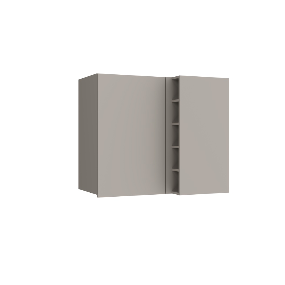 Armário Aéreo Alto Canto Reto 1 Porta Mdf Cinza / Mascavo C/ Nicho Externo Linha Alma 4416