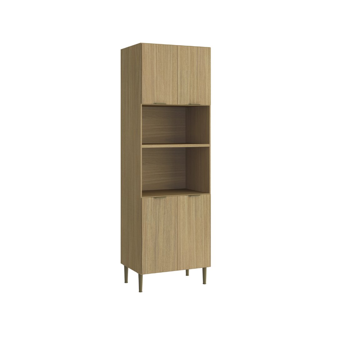 Torre Quente 70cm 4 Portas Mdf Louro Freijó / Louro Freijó C/ Espaço P/ Forno Elétrico e Micro-ondas Linha Ibiza 4315