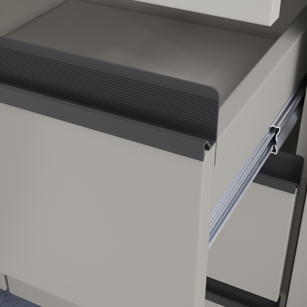 Balcão P/ Pia 120cm 2 Portas 4 Gavetas Mdf Cinza / Cinza Linha Alma 4407