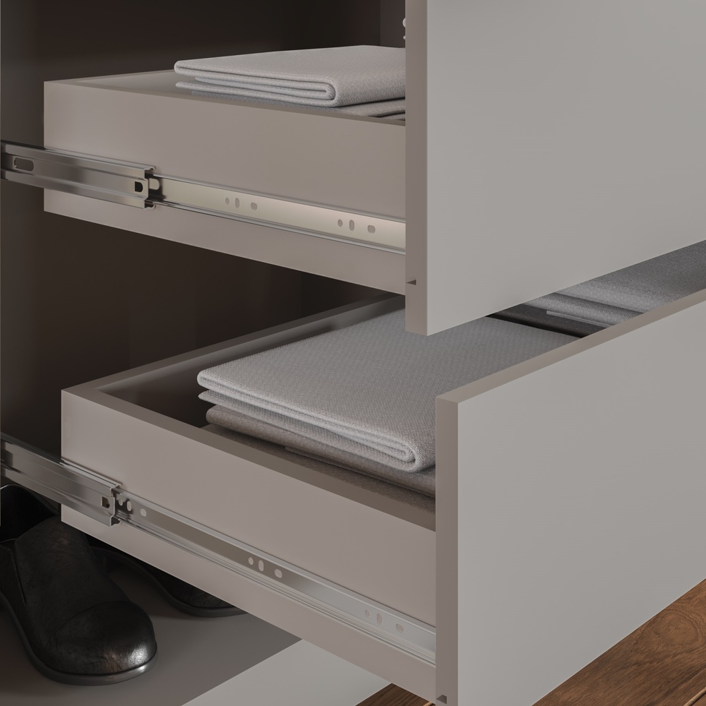 Roupeiro Voltaire 235,5cm 6 Portas 4 Gavetas Mdf Cinza / Cinza C/ Espelho 525