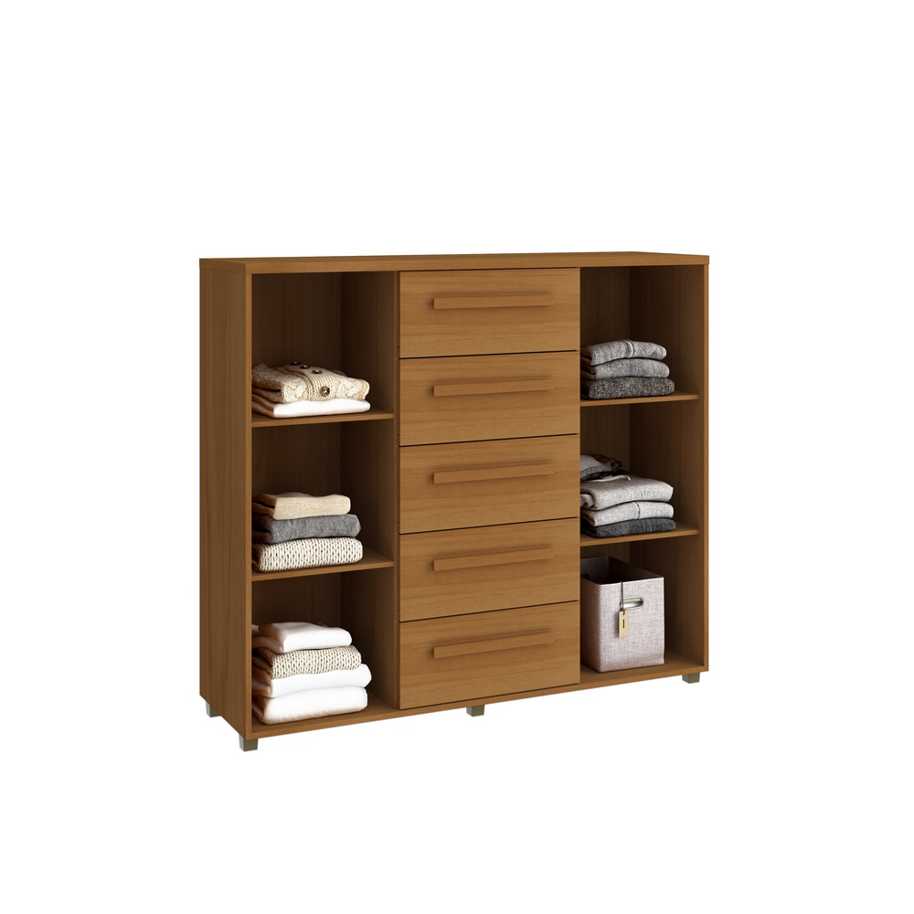 Cômoda Strauss 135cm 2 Portas 5 Gavetas Mdf Nature / Nature 528