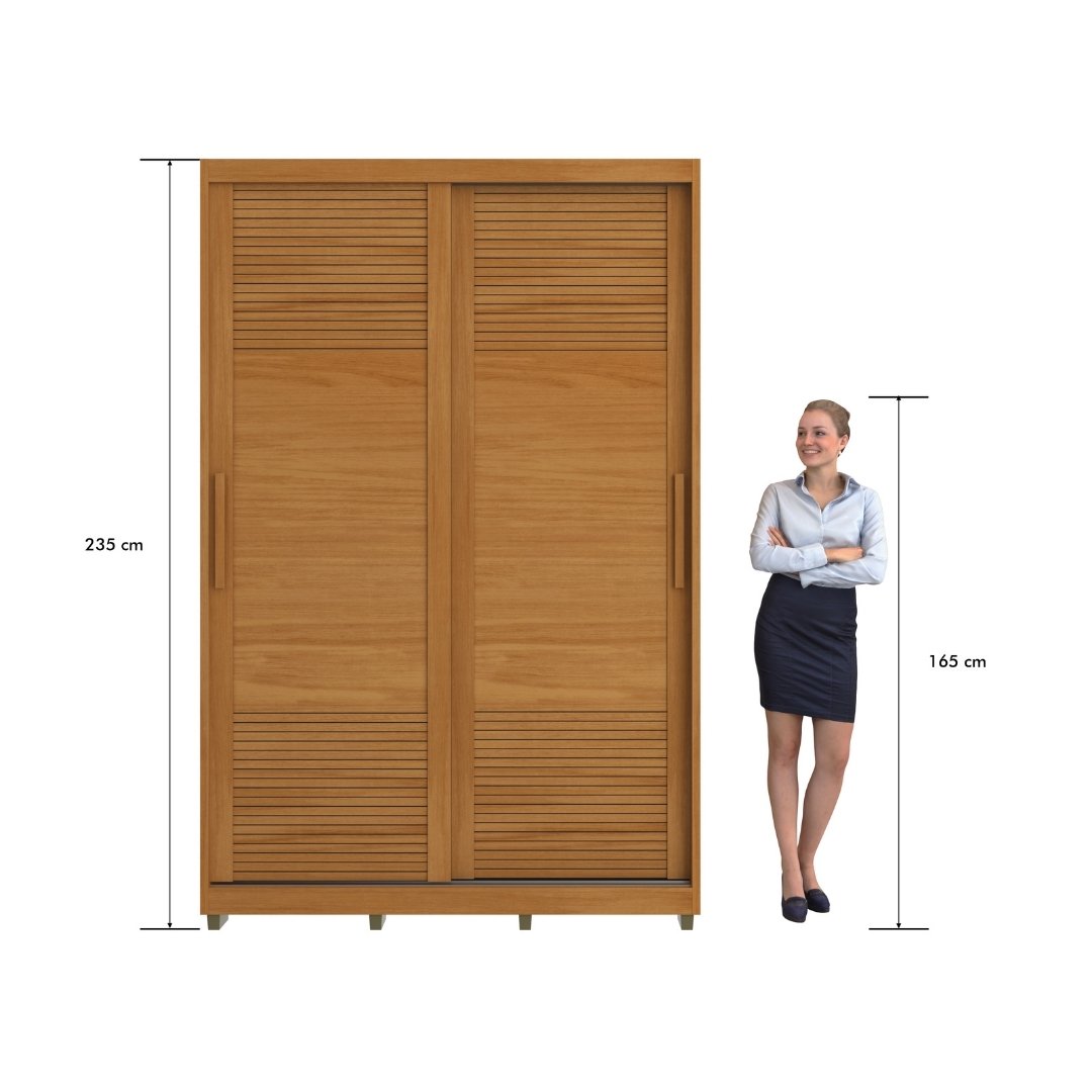 Roupeiro Thales 150cm 2 Portas 3 Gavetas Mdf Nature / Nature Grafiatto S/ Espelho 521