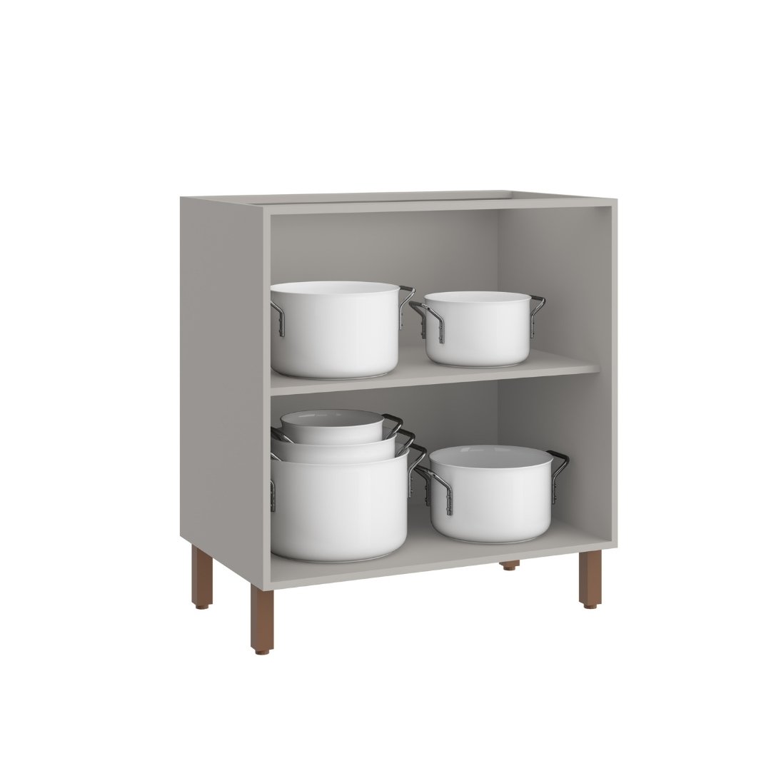 Balcão 80cm 2 Portas Mdf Cinza / Cinza S/ Tampo Linha Sardenha 4138