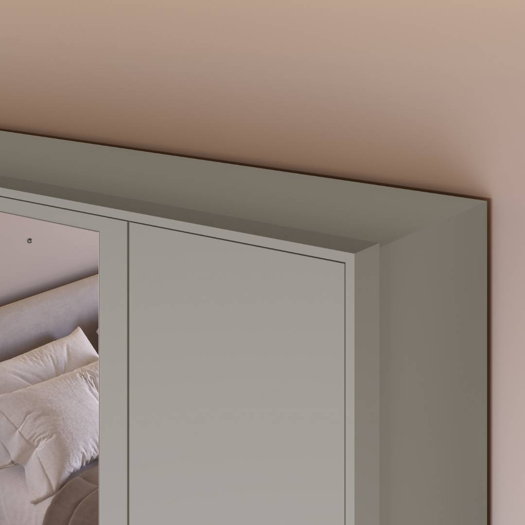 Roupeiro Órion 168cm 4 Portas 2 Gavetas Mdf Cinza / Cinza C/ Espelho 522