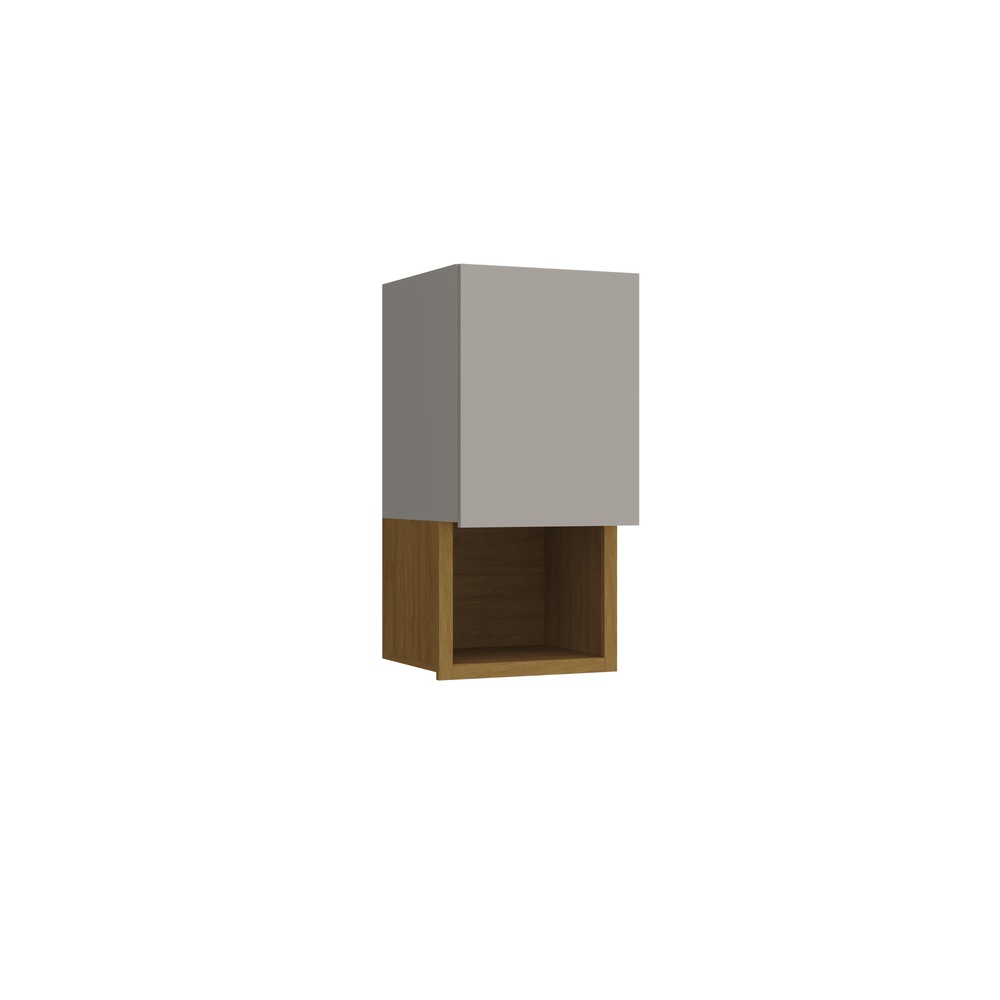 Armário Aéreo Alto 40cm 1 Porta Mdf Cinza / Mascavo C/ Nicho Linha Alma 4440