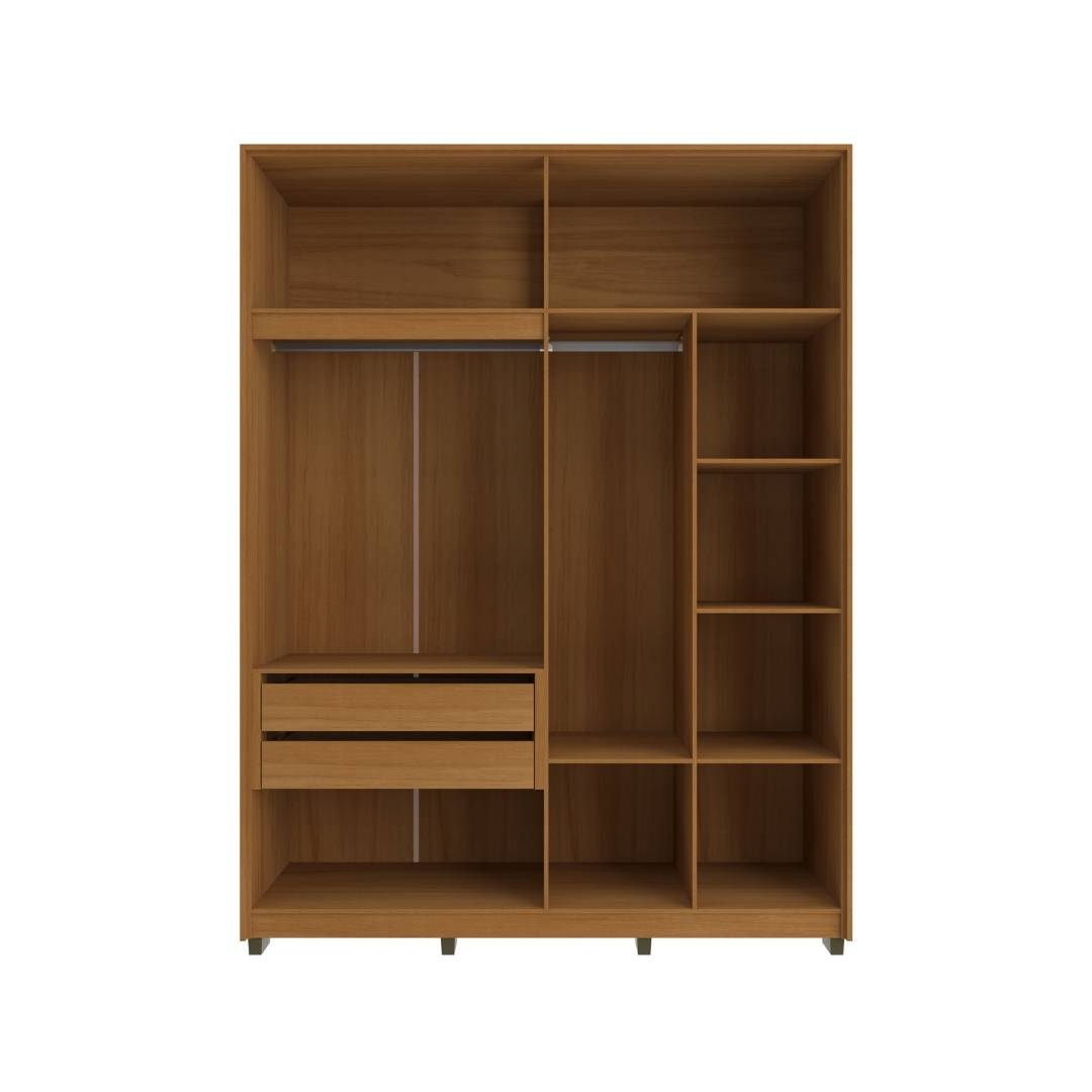 Roupeiro Órion 168cm 4 Portas 2 Gavetas Mdf Nature / Nature C/ Espelho 522