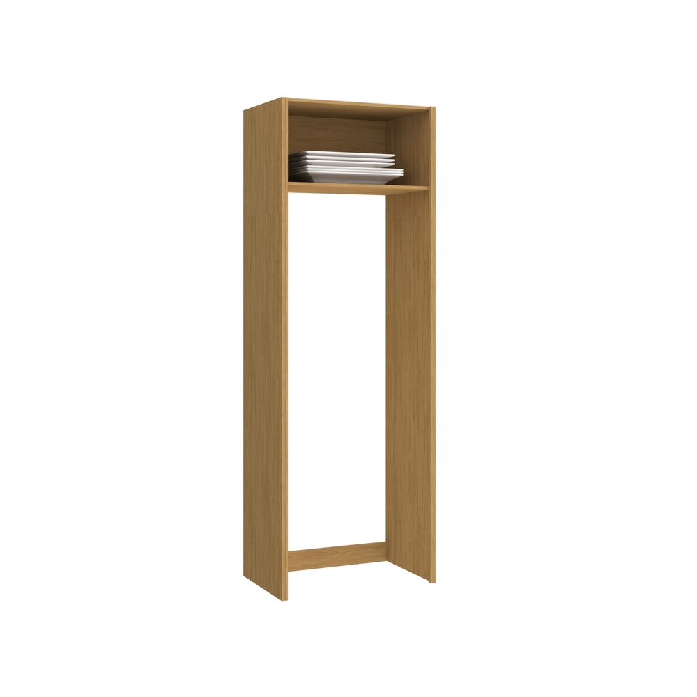 Lateral de Geladeira C/ Armário Aéreo Médio 80cm 2 Portas Mdf Mascavo / Champanhe Linha Mira 4699