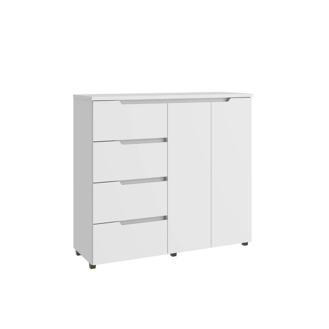 Cômoda Línea 130cm 2 Portas 4 Gavetas Mdf Branco / Branco 523