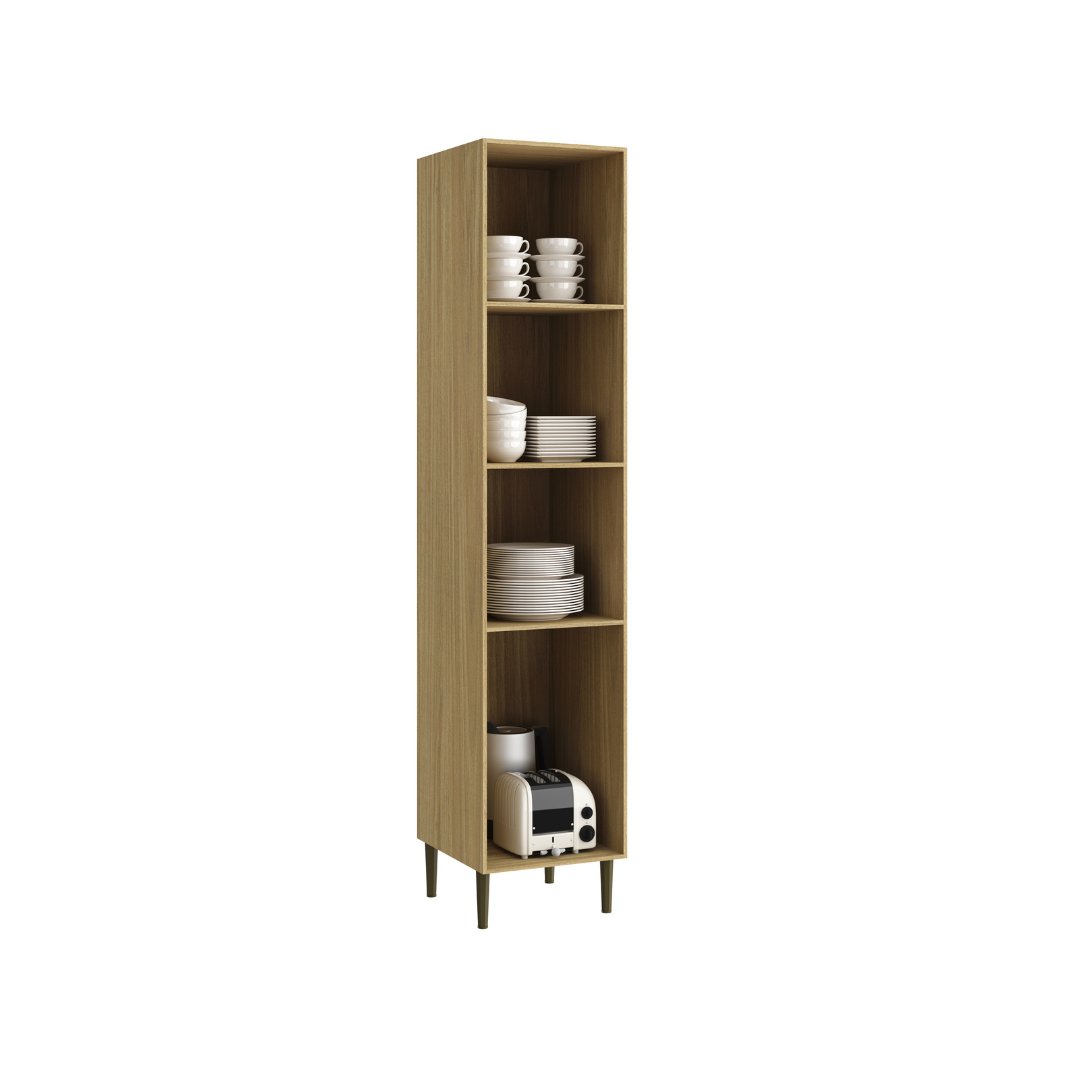 Paneleiro Simples 40cm 2 Portas Mdf C/ Vidro Reflecta Louro Freijó / Louro Freijó Linha Ibiza 4329