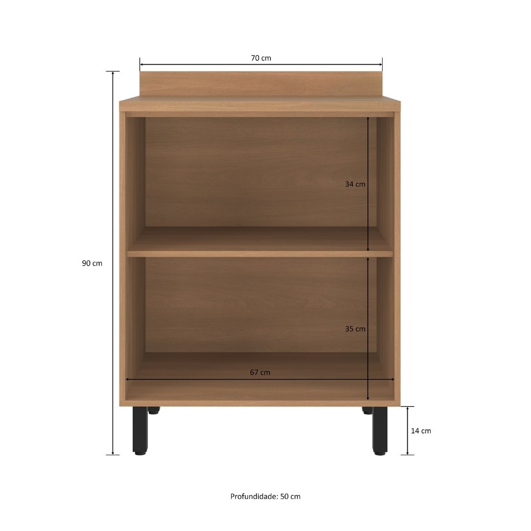 Balcão 70cm 2 Portas Mdp Rovere / Champanhe C/ Tampo de 25mm Linha Havana 3637