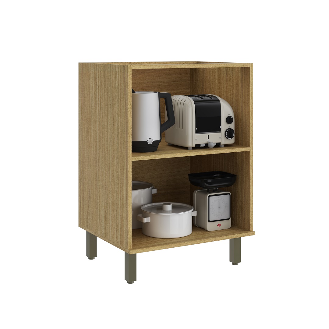 Balcão 60cm 1 Porta Mdf Louro Freijó / Champanhe S/ Tampo Linha Nova Dubai 3936