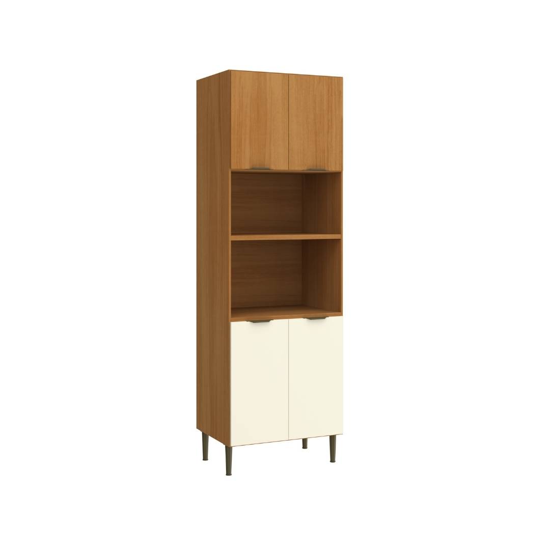 Torre Quente 70cm 4 Portas Mdf Nature / Champanhe C/ Espaço P/ Forno Elétrico e Micro-ondas Linha Ibiza 4315