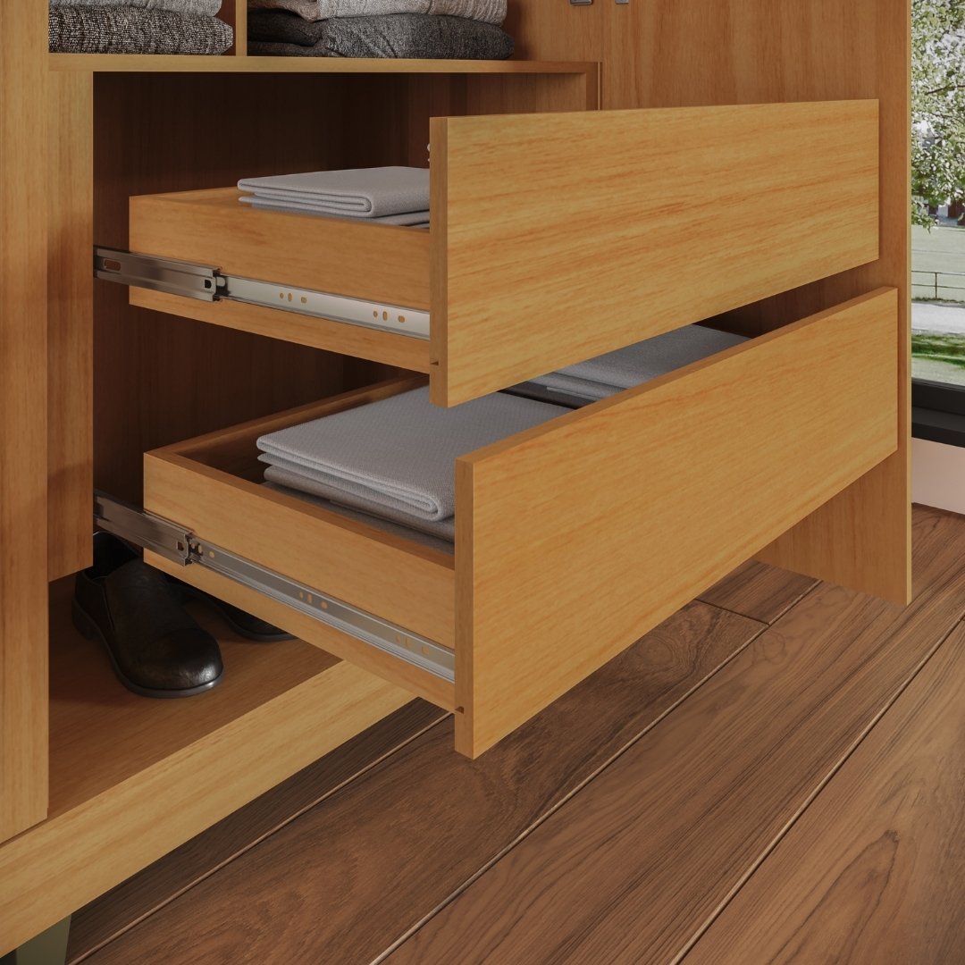 Roupeiro Newton 250cm 6 Portas 4 Gavetas Mdf Nature / Nature Grafiatto C/ Espelho 517