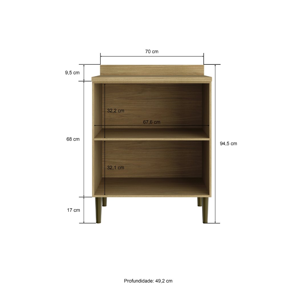 Balcão 70cm 2 Portas Mdp Louro Freijó / Cinza C/ Tampo de 25mm Linha Ibiza 4327