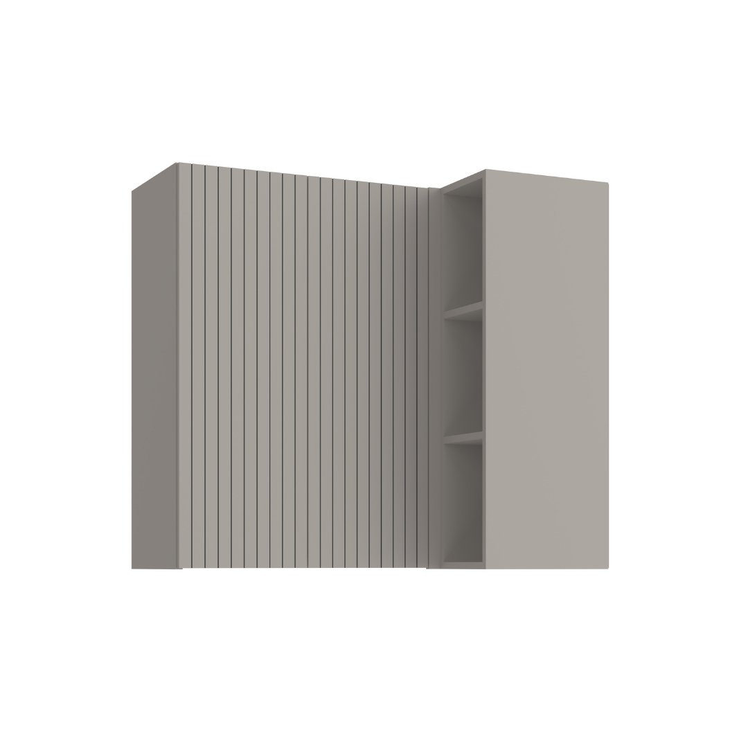 Armário Aéreo Alto Canto Reto 2 Portas Grafiatto Mdf Cinza / Cinza C/ Nicho Externo Linha Sardenha 4117