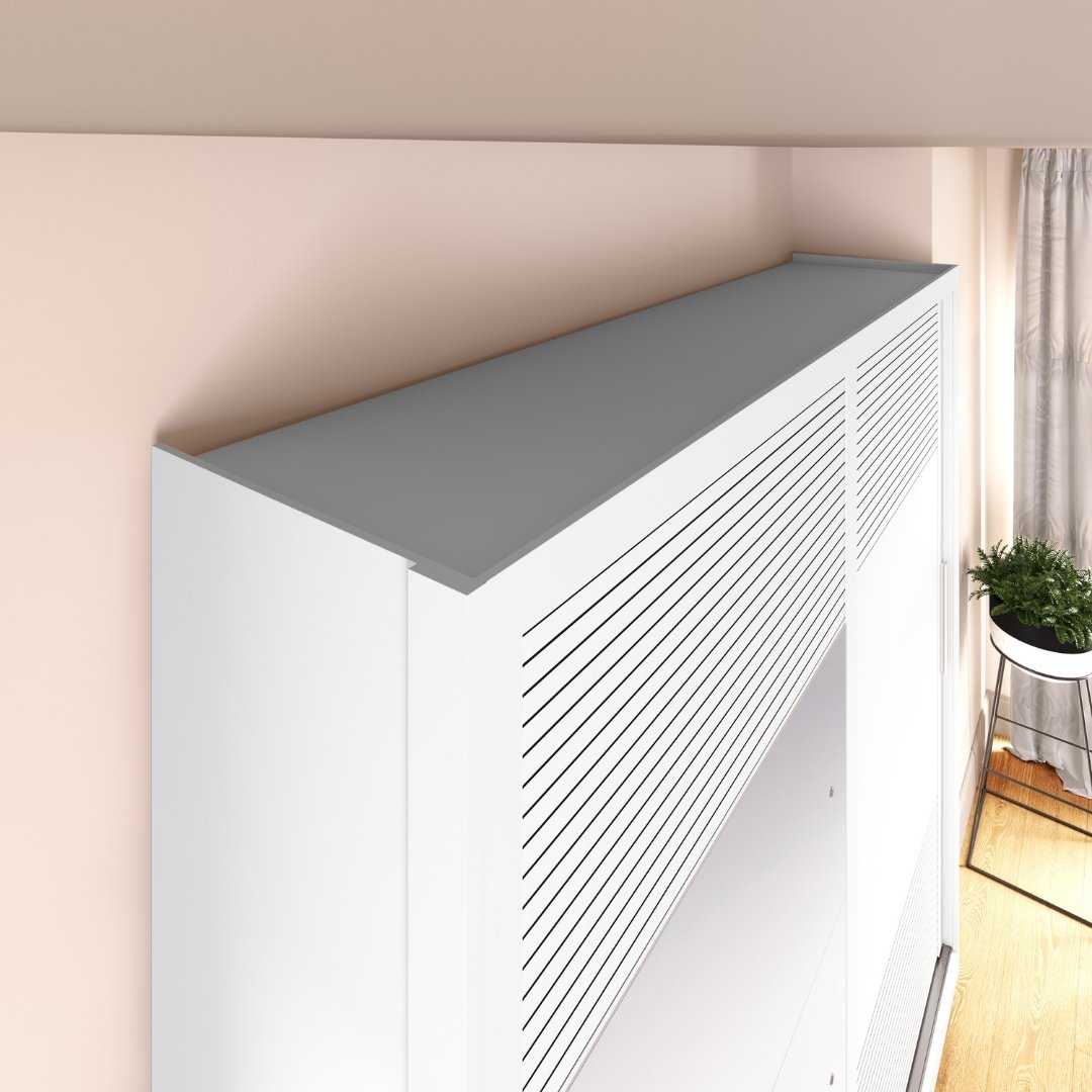 Roupeiro Malthus 237cm 2 Portas 3 Gavetas Mdf Branco / Branco Grafiatto C/ Espelho 520