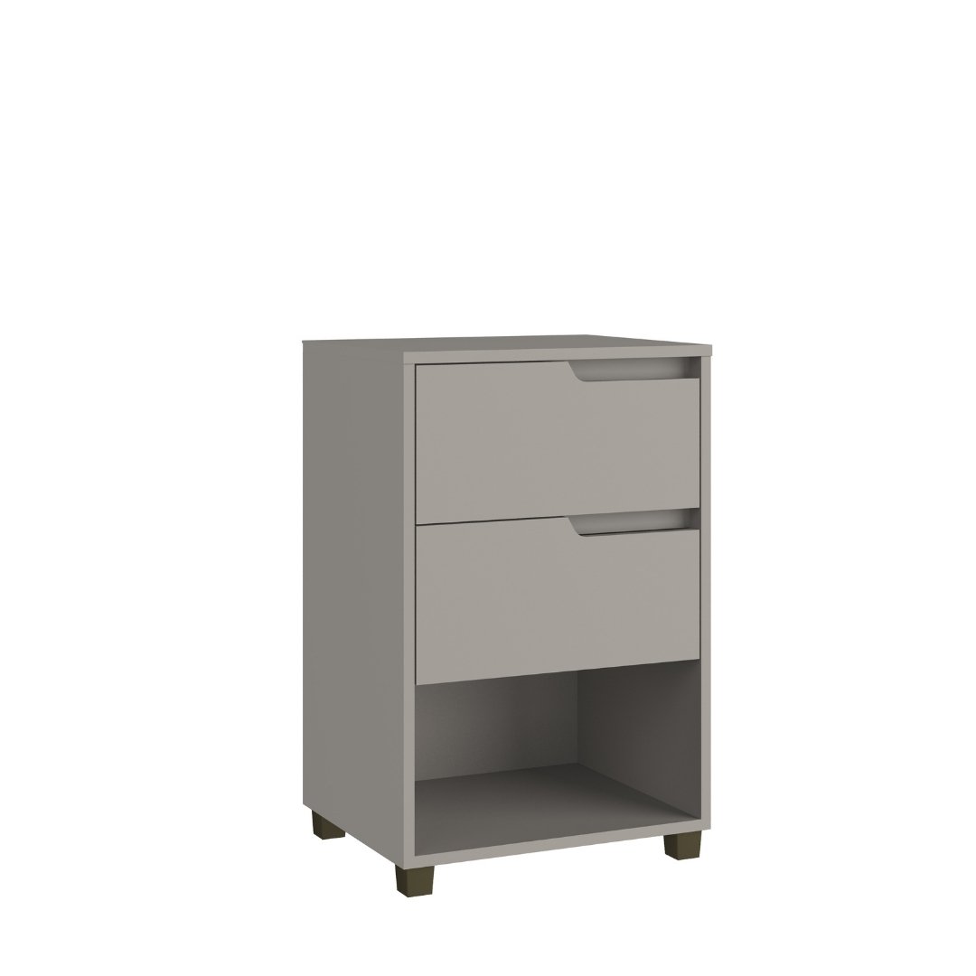 Mesa Auxiliar Da Vinci 45cm 2 Gavetas Mdf Cinza / Cinza 512