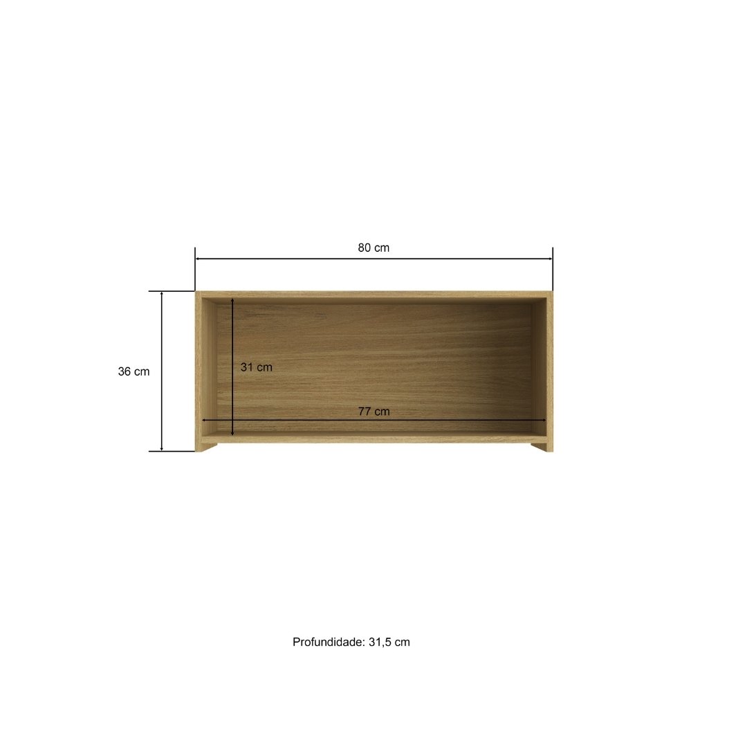 Armário Aéreo Basculante 80cm 1 Porta Grafiatto Mdf Louro Freijó / Louro Freijó Linha Sardenha 4181